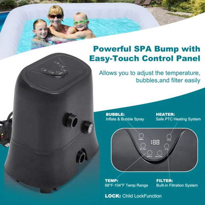 CQYG Portable Inflatable Hot Tub – 2–6 Person Outdoor Spa with Bubble Jets & Heater Pump