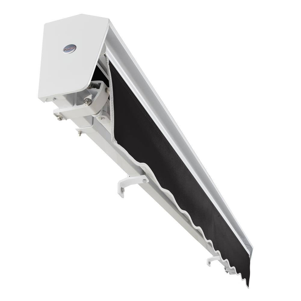 8 Ft. Destin Right Motorized Retractable Awning 96 In. W X 10.38 In. H X 78 In. D Acrylic Fabric in Black