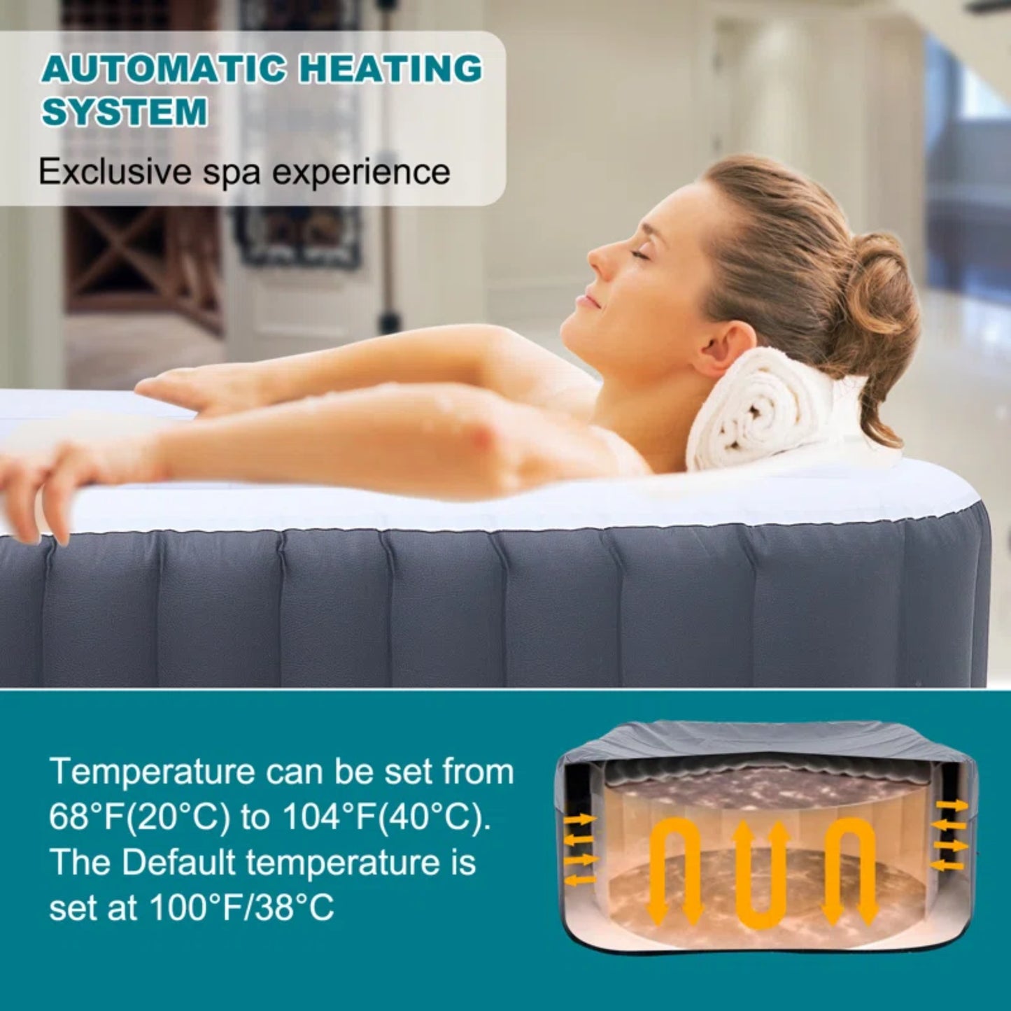 CQYG Portable Inflatable Hot Tub – 2–6 Person Outdoor Spa with Bubble Jets & Heater Pump