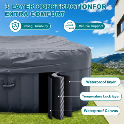 CQYG Portable Inflatable Hot Tub – 2–6 Person Outdoor Spa with Bubble Jets & Heater Pump