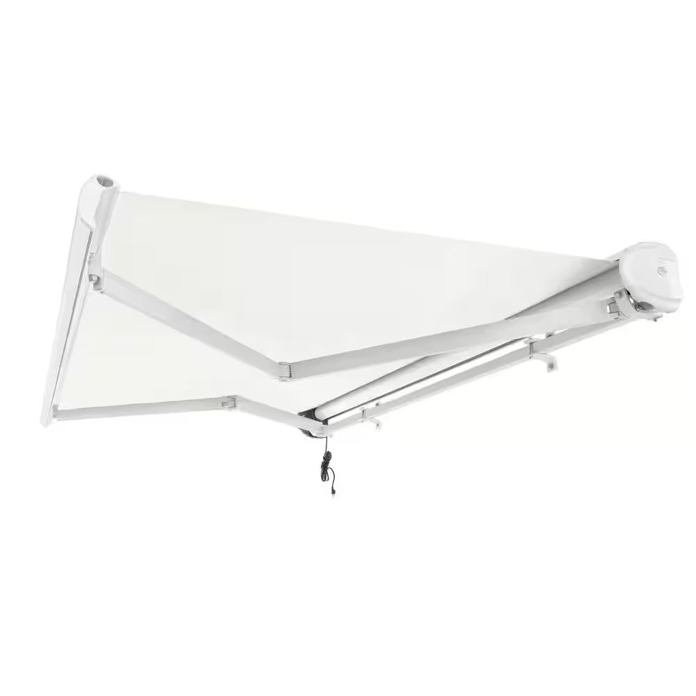 12 Ft. Key West Left Motorized Retractable Awning 144 In. W X 9.38 In. H X 120 In. D Acrylic Fabric in White