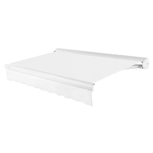 12 Ft. Key West Left Motorized Retractable Awning 144 In. W X 9.38 In. H X 120 In. D Acrylic Fabric in White