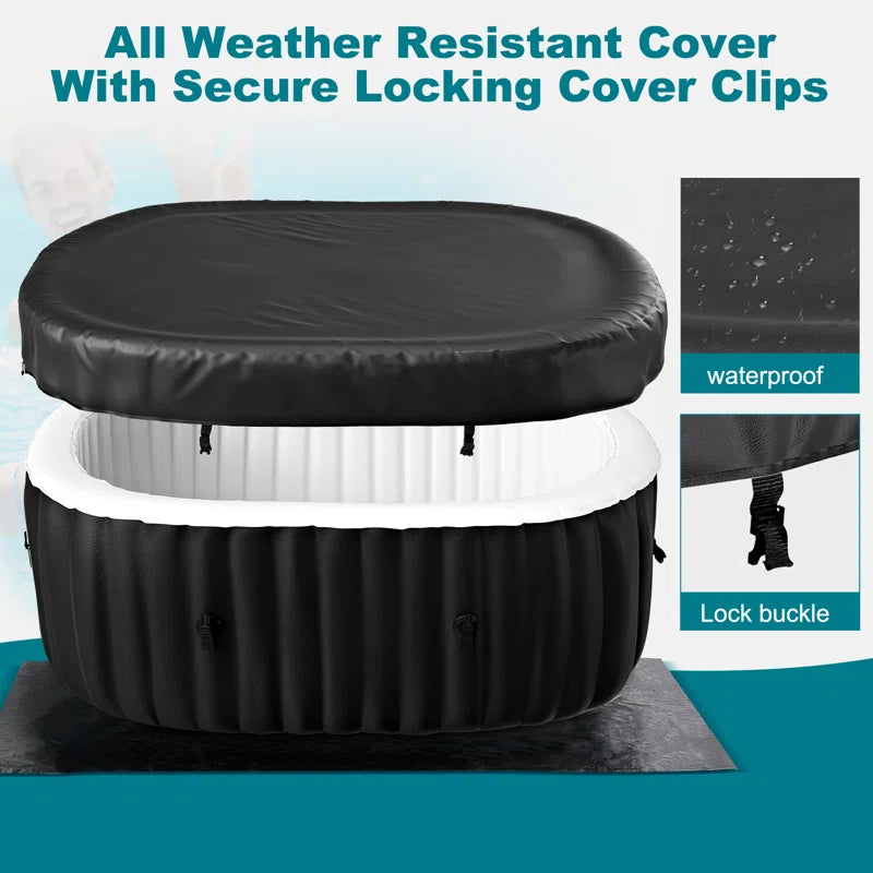 CQYG Hot Tub, Portable Inflatable Hot Tub, 2-6 Person Outdoor Spa with Bubble Jets and Heater Pump, Filter