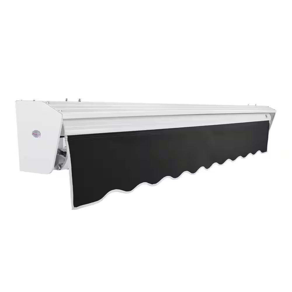 8 Ft. Destin Right Motorized Retractable Awning 96 In. W X 10.38 In. H X 78 In. D Acrylic Fabric in Black